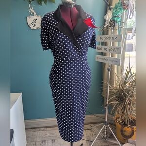 Retro polka dot wiggle dress